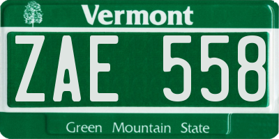 VT license plate ZAE558