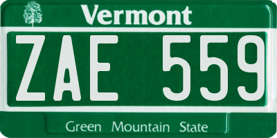 VT license plate ZAE559