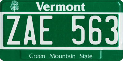 VT license plate ZAE563