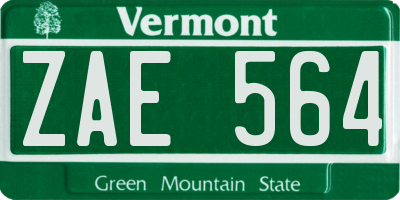 VT license plate ZAE564