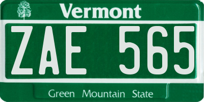 VT license plate ZAE565