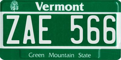 VT license plate ZAE566