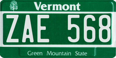 VT license plate ZAE568