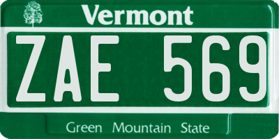 VT license plate ZAE569
