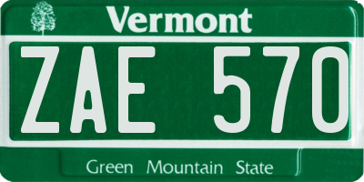 VT license plate ZAE570