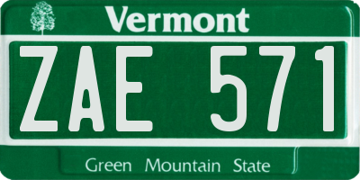VT license plate ZAE571