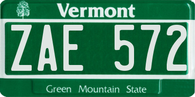 VT license plate ZAE572
