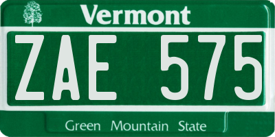 VT license plate ZAE575