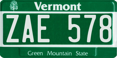 VT license plate ZAE578