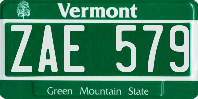 VT license plate ZAE579