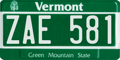 VT license plate ZAE581
