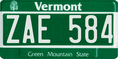 VT license plate ZAE584