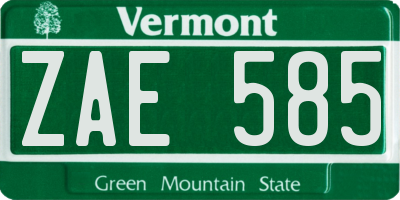 VT license plate ZAE585