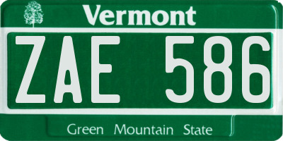 VT license plate ZAE586