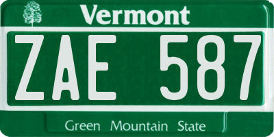 VT license plate ZAE587