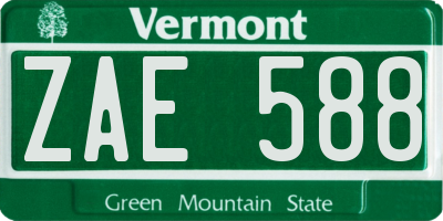 VT license plate ZAE588