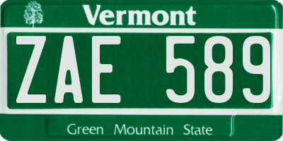 VT license plate ZAE589