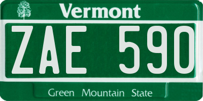 VT license plate ZAE590
