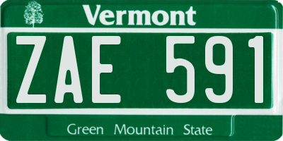 VT license plate ZAE591
