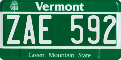 VT license plate ZAE592