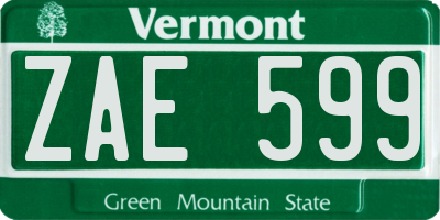 VT license plate ZAE599