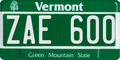 VT license plate ZAE600