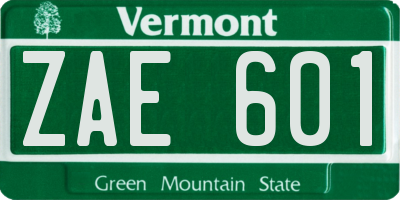 VT license plate ZAE601