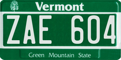 VT license plate ZAE604