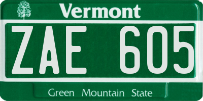 VT license plate ZAE605
