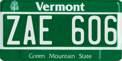 VT license plate ZAE606