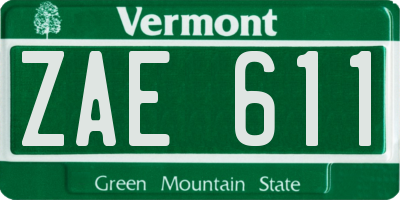 VT license plate ZAE611
