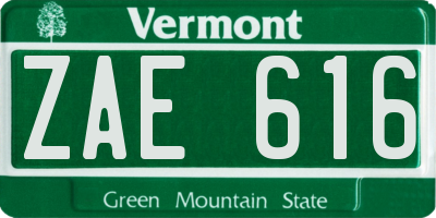 VT license plate ZAE616