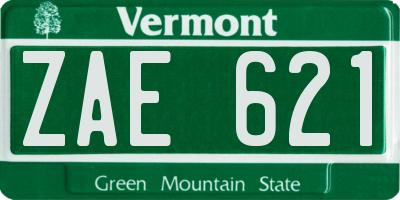 VT license plate ZAE621