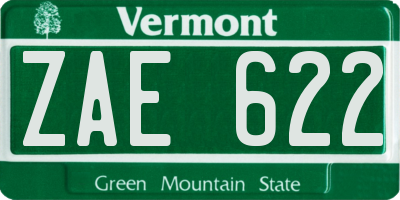 VT license plate ZAE622