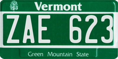 VT license plate ZAE623