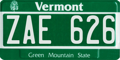 VT license plate ZAE626