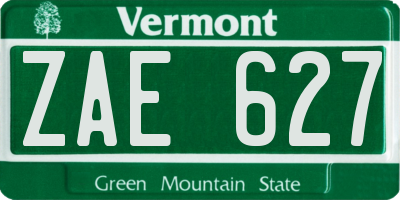 VT license plate ZAE627