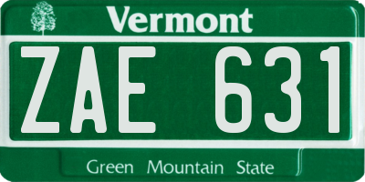 VT license plate ZAE631