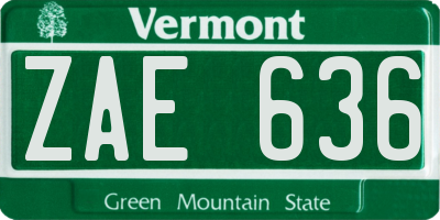 VT license plate ZAE636