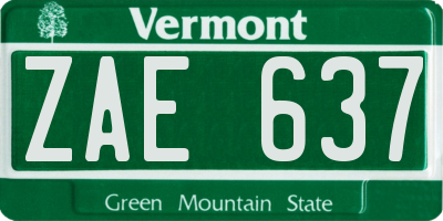 VT license plate ZAE637