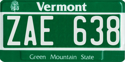 VT license plate ZAE638
