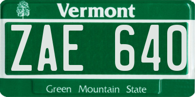 VT license plate ZAE640