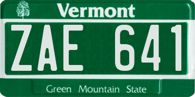 VT license plate ZAE641