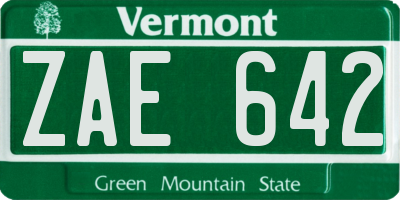 VT license plate ZAE642