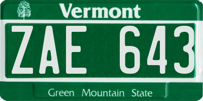 VT license plate ZAE643