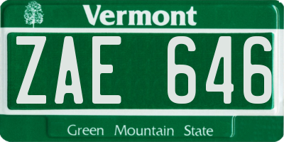 VT license plate ZAE646