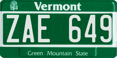 VT license plate ZAE649