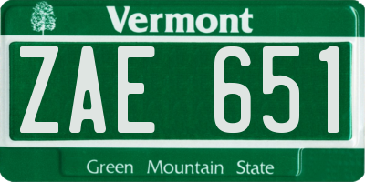 VT license plate ZAE651