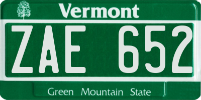 VT license plate ZAE652