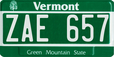 VT license plate ZAE657